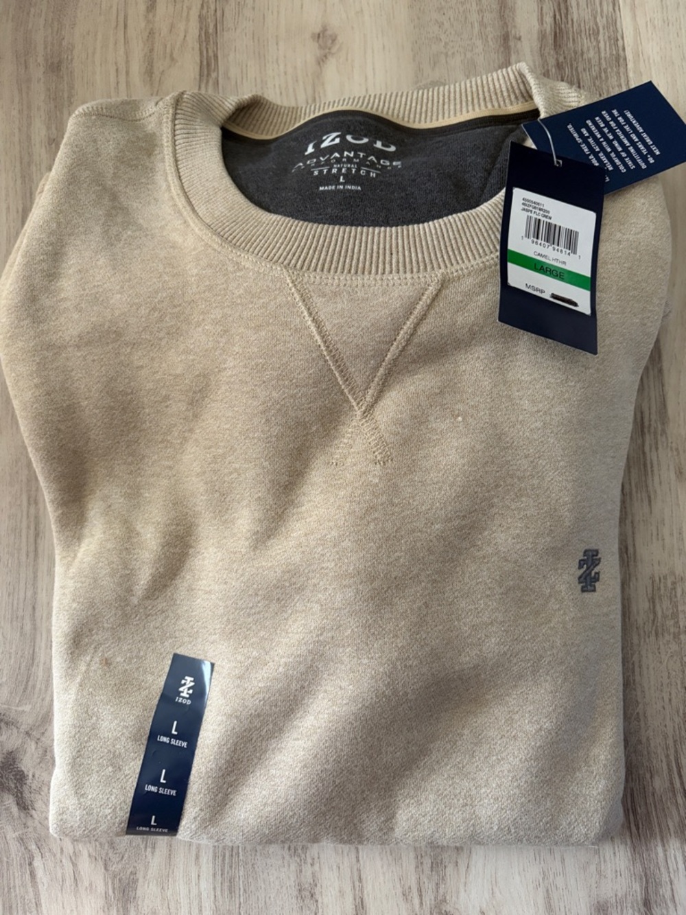 Izod Men's Crewneck Sweatshirt in Light Beige